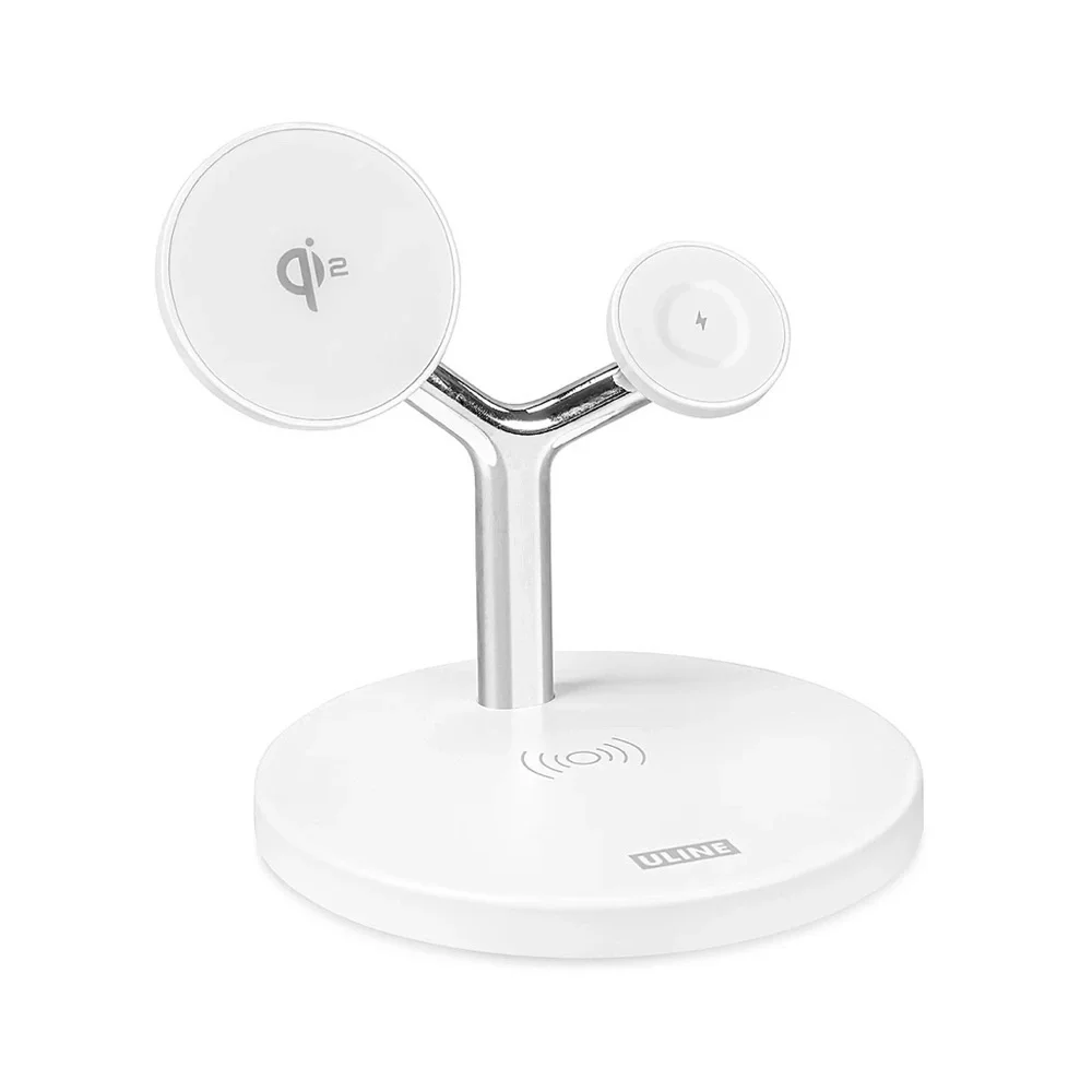 Uline 3-in-1 Wireless Charger - White Fast Charging& Strong Magnetic Connection